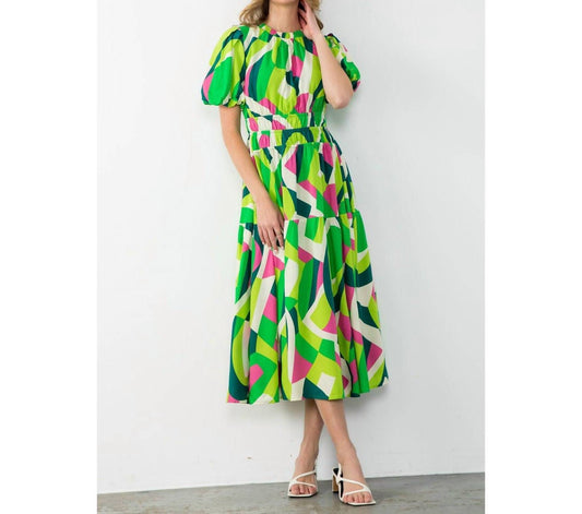 Thml - Puff Sleeve Multi Color Maxi Dress