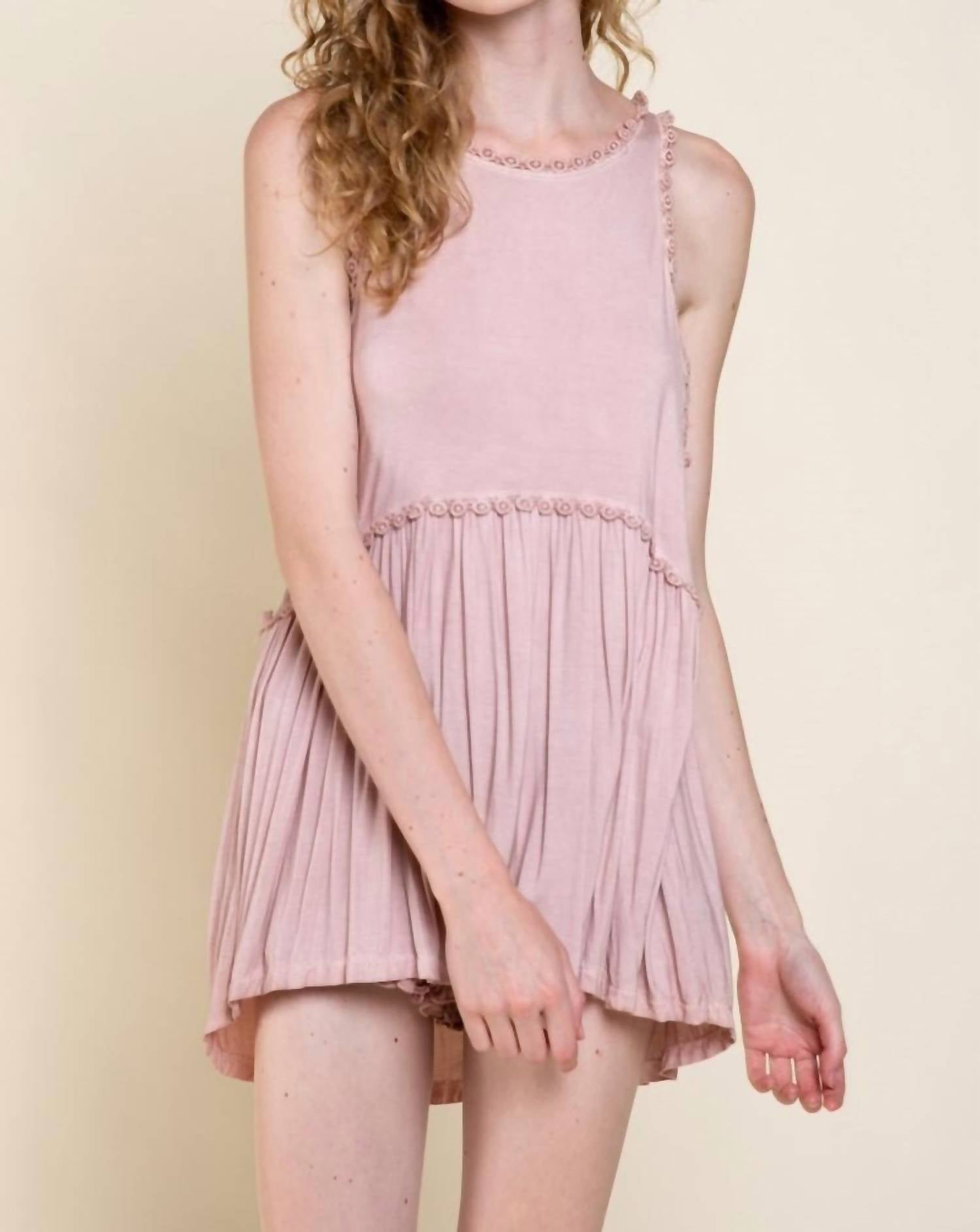 POL Sweet & Simple Babydoll Sleeveless Top in pink - women's blouse - alternate view