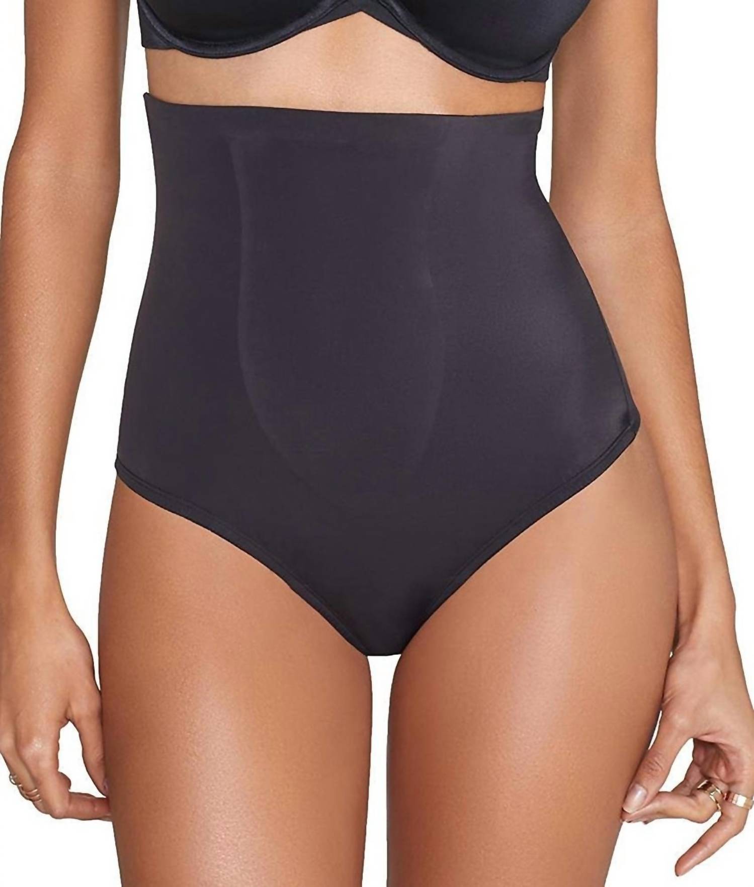 TC Fine Intimates Medium Control High-waist Thong Panty in black - women's intimate