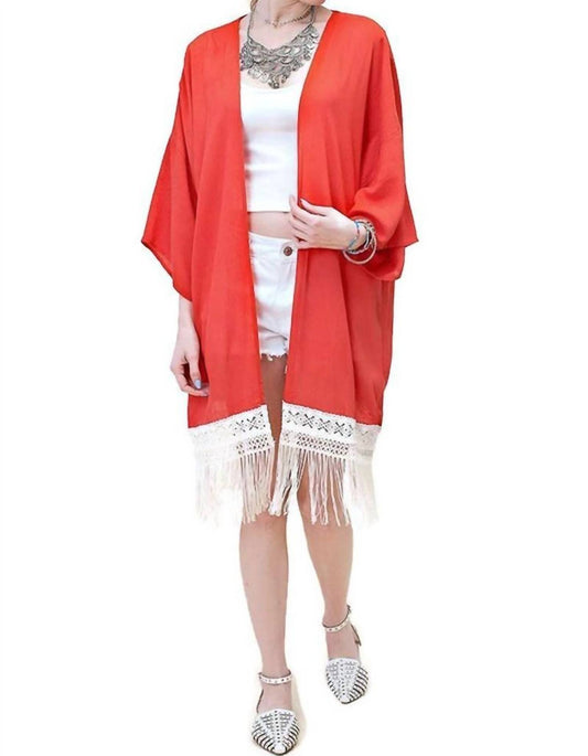 Kori - Bohemian Crochet & Fringe Kimono Jacket