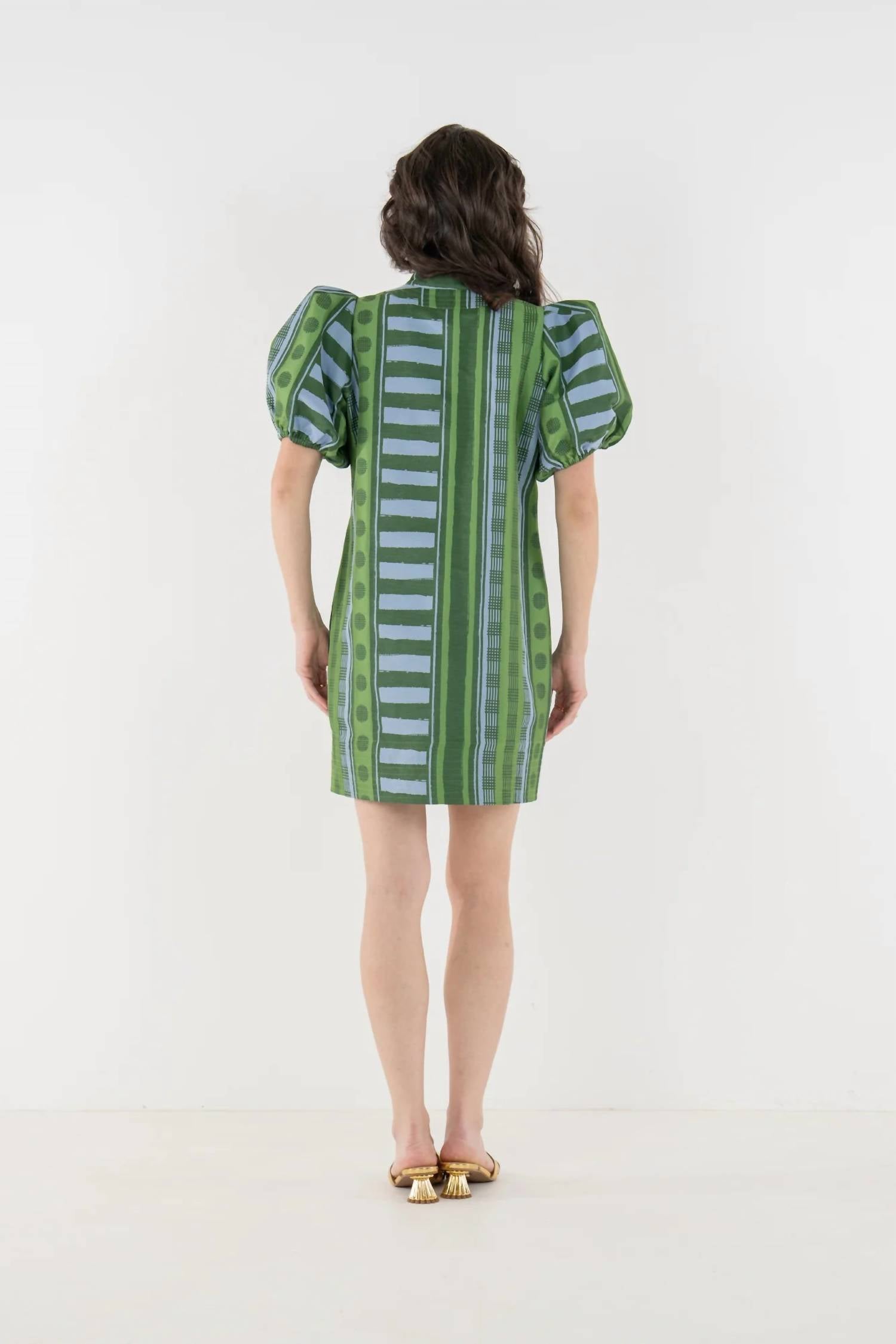 Emily McCarthy Hampton Mini Dress in forest jubilee 1 - women's dress - detail view