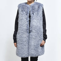 Herno Eco-fur Long Vest in blue - women's jacket