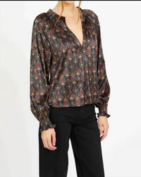 CABALLERO Vickie Long Sleeve Top in giraffe bouquet - women's long sleeve top - alternate view