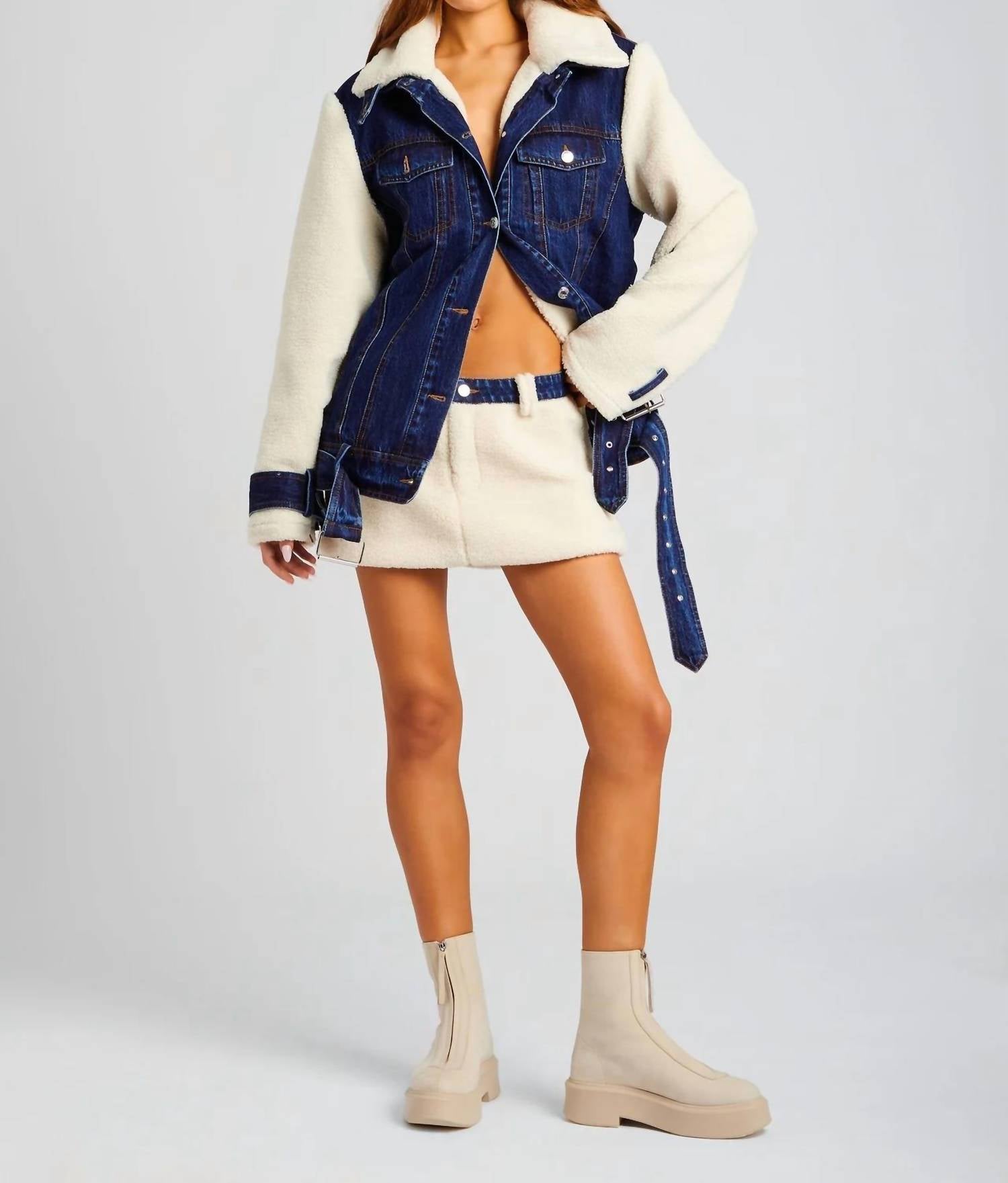 Ser.O.Ya - Mink Teddy Denim Jacket