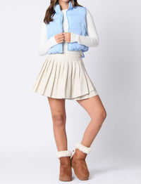 Peach Love Bella Puffer Vest in blue - women's jacket - detail view