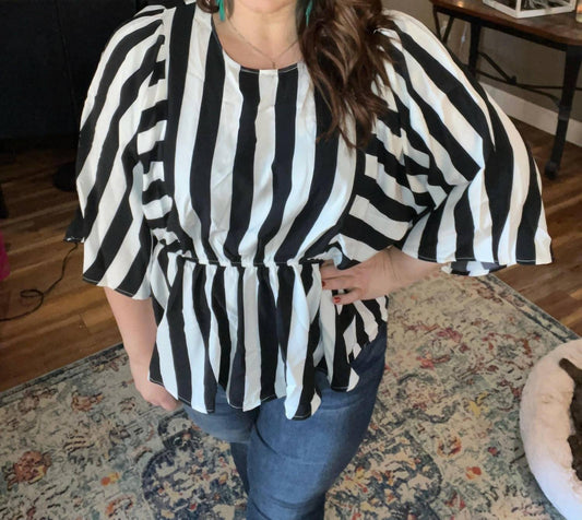 Andree By Unit - Striped Peplum Top