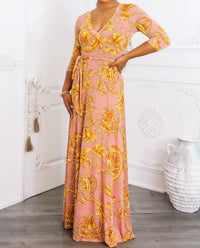 Surelymine - Elegant Wrap Boho Maxi Dress