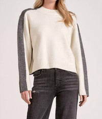 Elan - Color Block Stripe Sleeve Detail Sweater