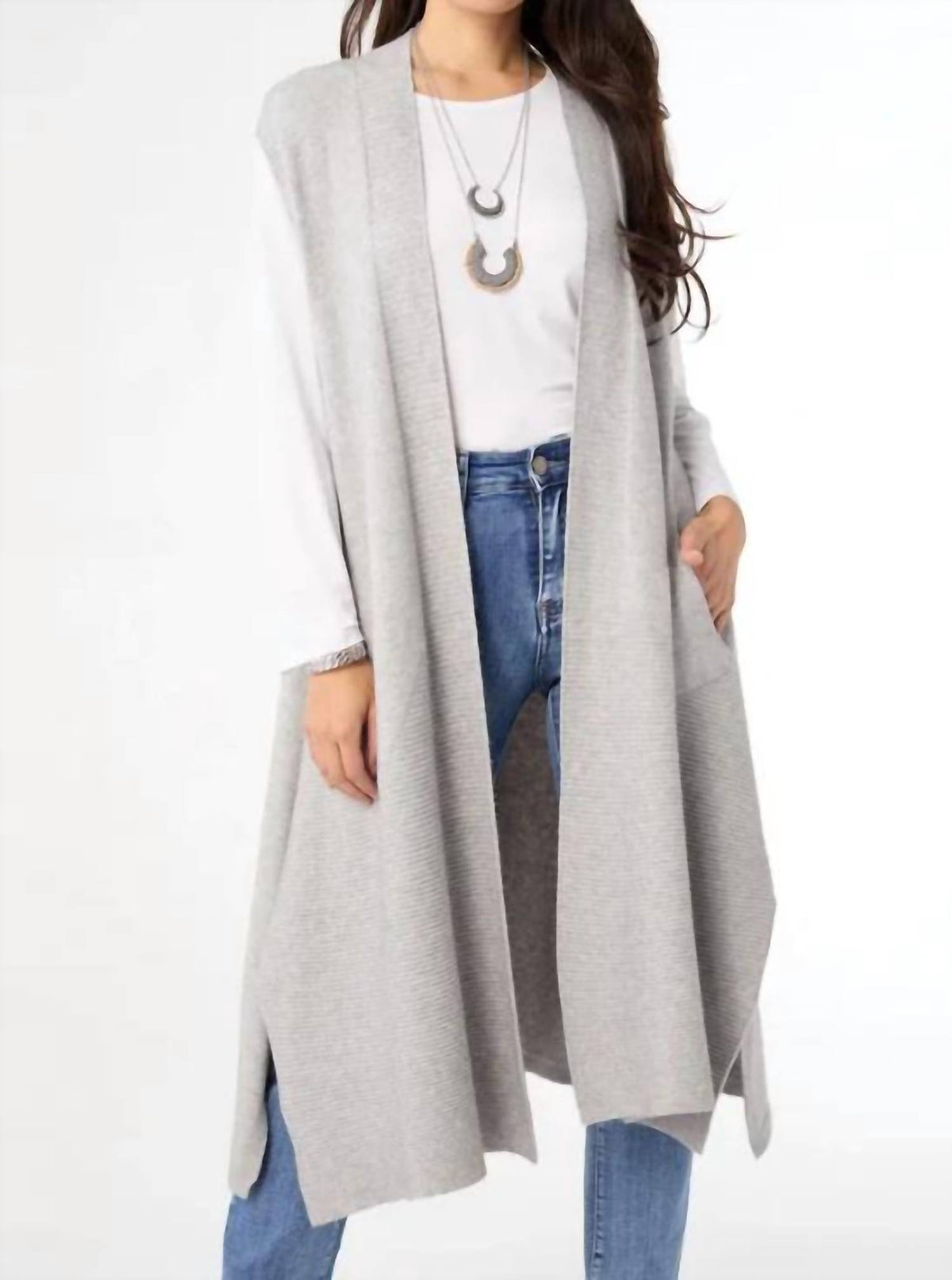 Coco + Carmen - Heavenly-luxe Contrast Rib Vest With Pockets