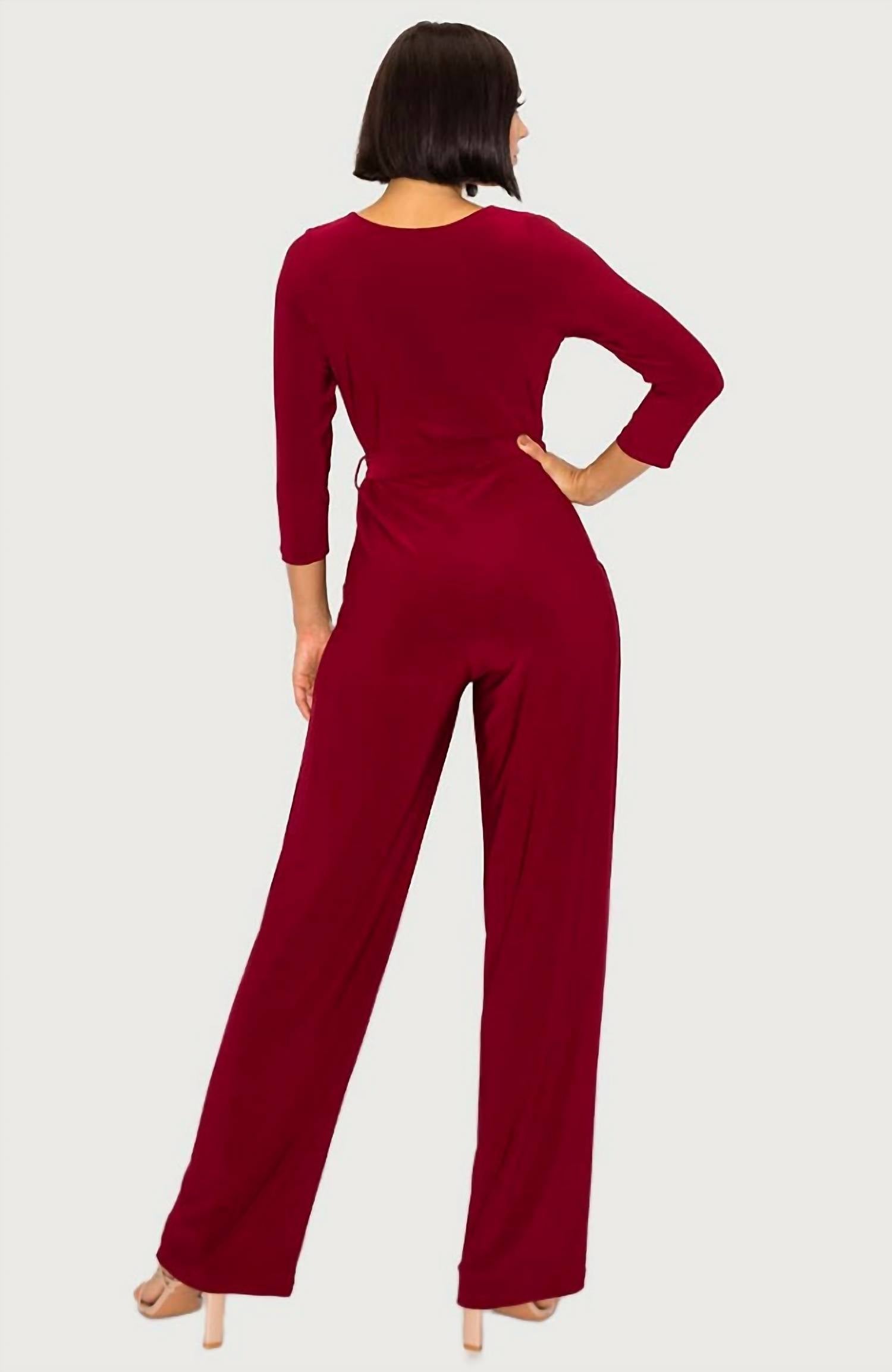 Last Tango - Sleeved Wrinkle Resistant Pant Suit Jumpsuit