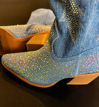 Forever Women's Denim Dreams Cowboy Boots in blue - women's shoe - alternate view