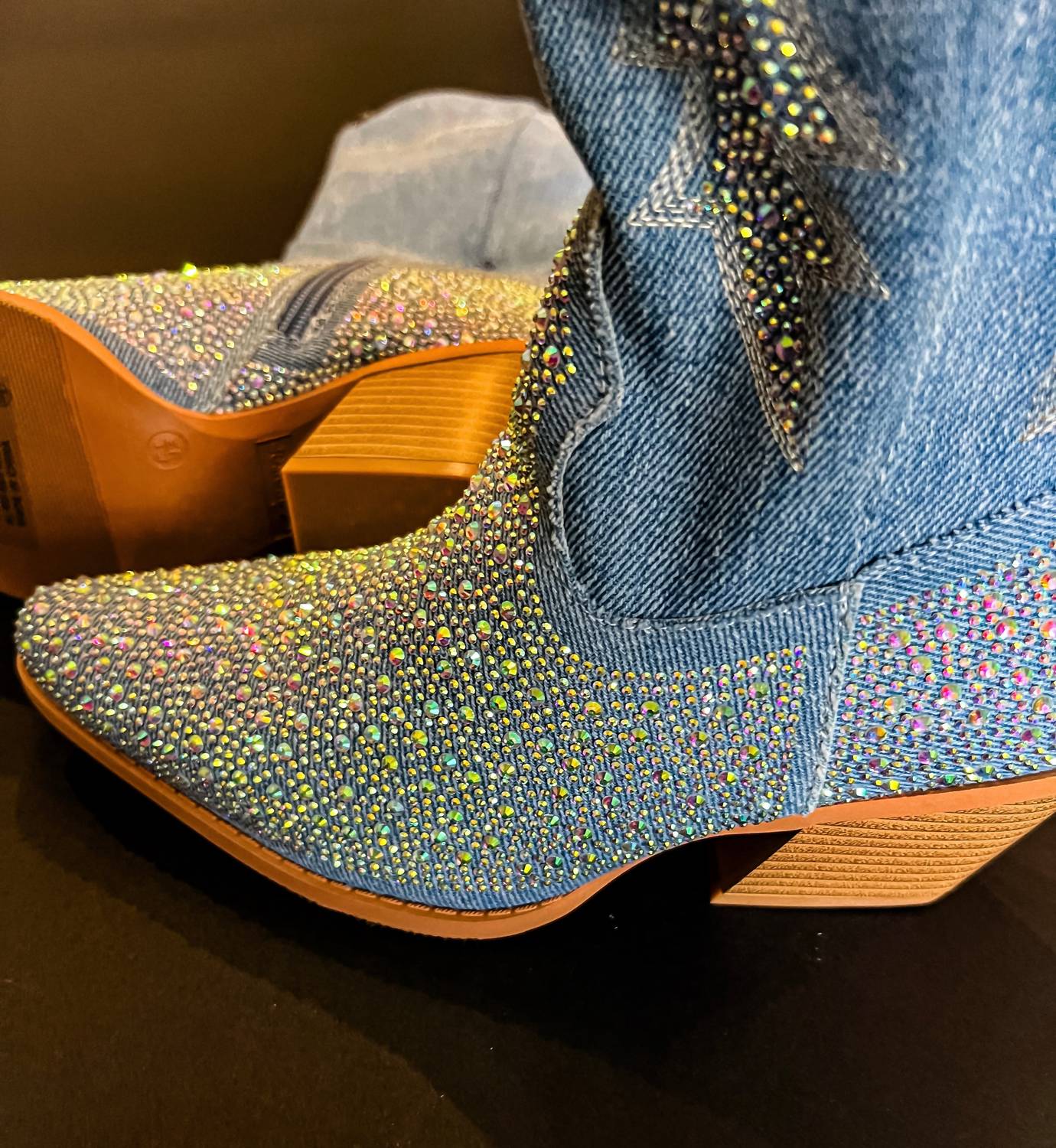 Forever Women's Denim Dreams Cowboy Boots in blue - women's shoe - alternate view