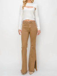 Risen - High Rise Side Slit Flare Pants