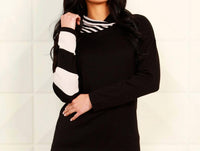 Angel Apparel - Stripe Funnel Neck Sweater