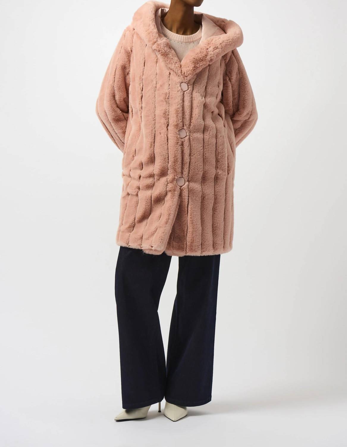 Joseph Ribkoff - Hooded Reversible Faux Fur Coat