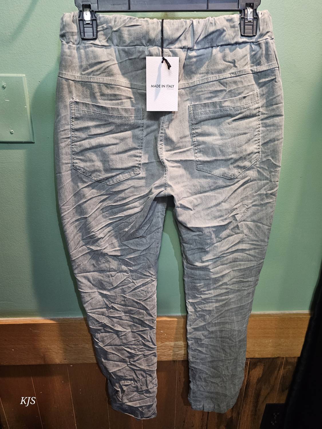 Made In Italy - Women's Embroidered Italian Crinkle Joggers
