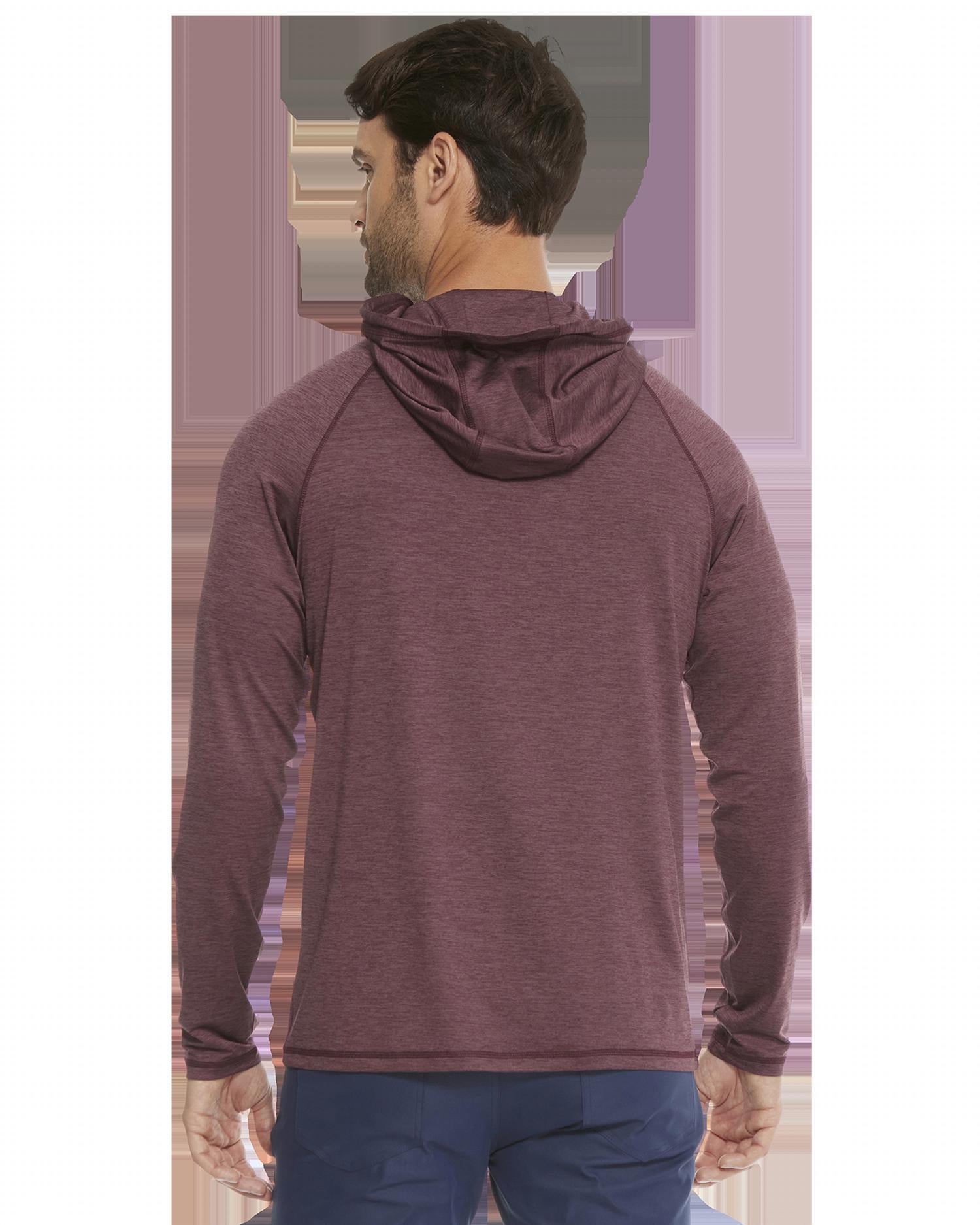 Flags & Anthem Vick Performance Hoodie in maroon heather - men's shirt - detail view