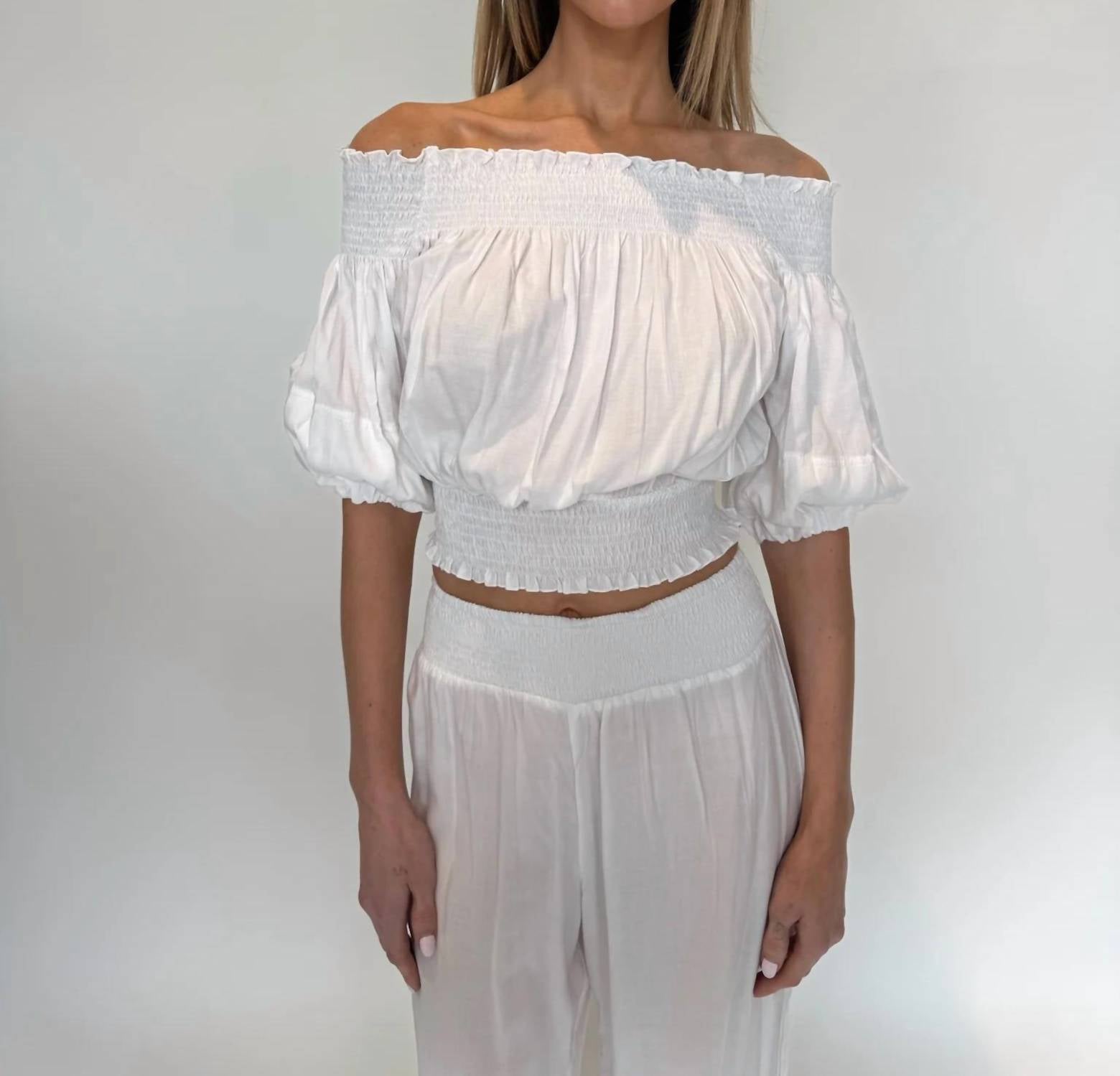 Romi The Brand Leah Off The Shoulder Top in white - women's shirt