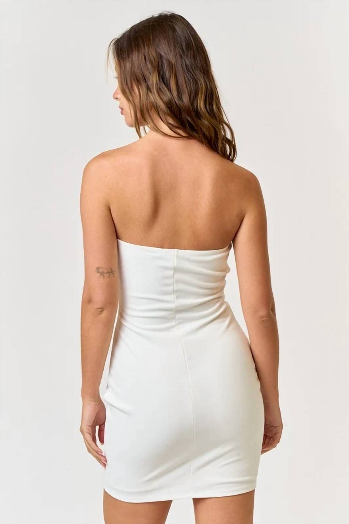 Blue Blush - Rosette Bow Detail Tube Bodycon Dress
