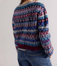 Free People Favorite Things Sweater in frosted wine combo 1 - women's sweater - detail view