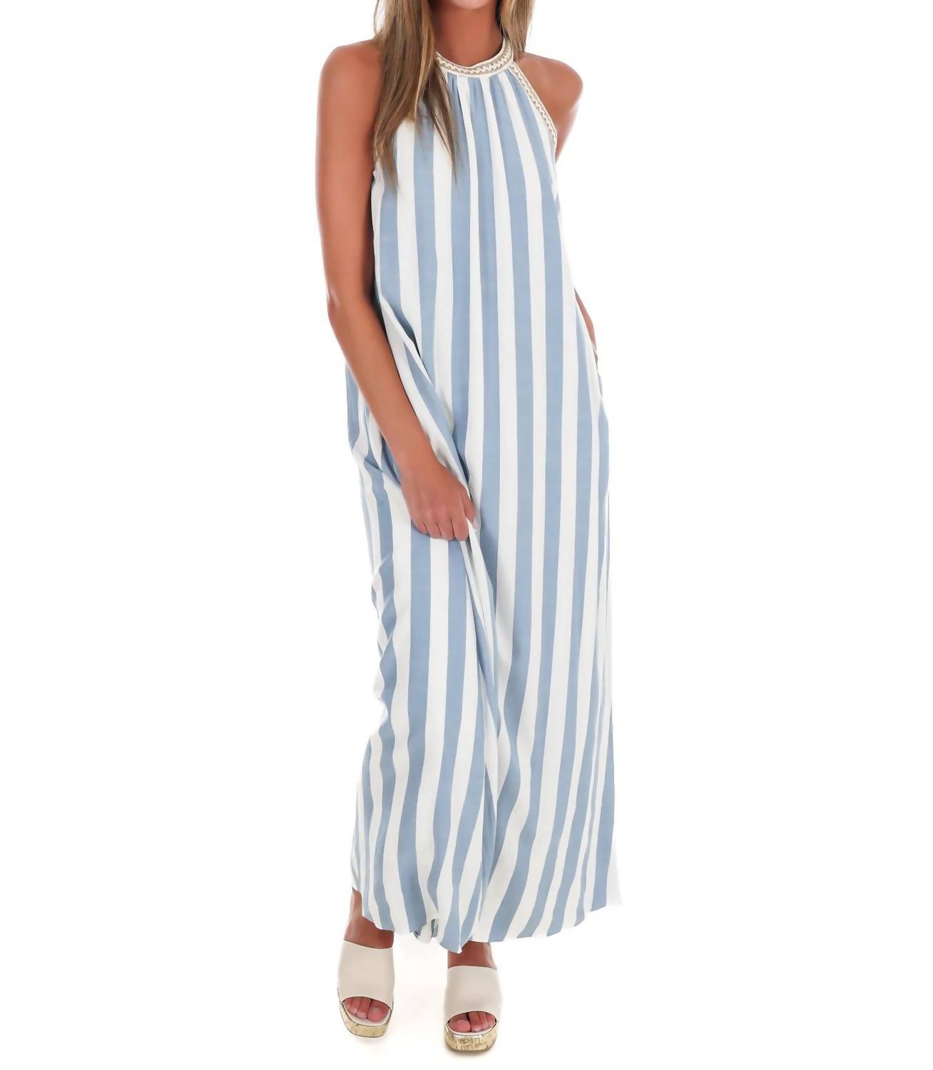 She + Sky - Women's By The Bay Halter Neck Maxi Dress