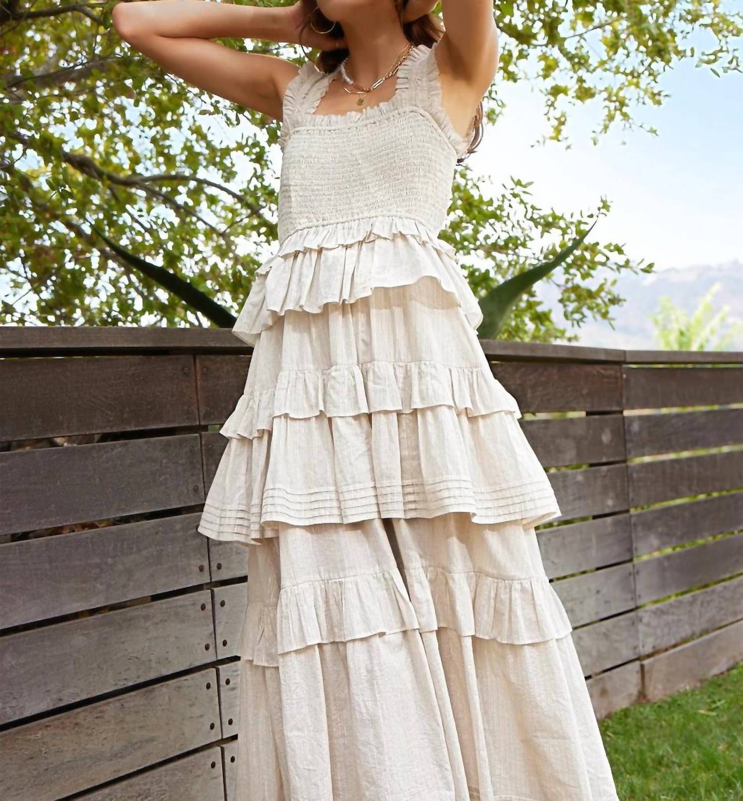 Self Contrast - Leanna Tiered Maxi Dress