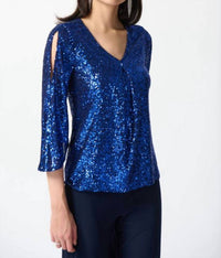 Joseph Ribkoff - Sequin Bell Sleeve Flared Top