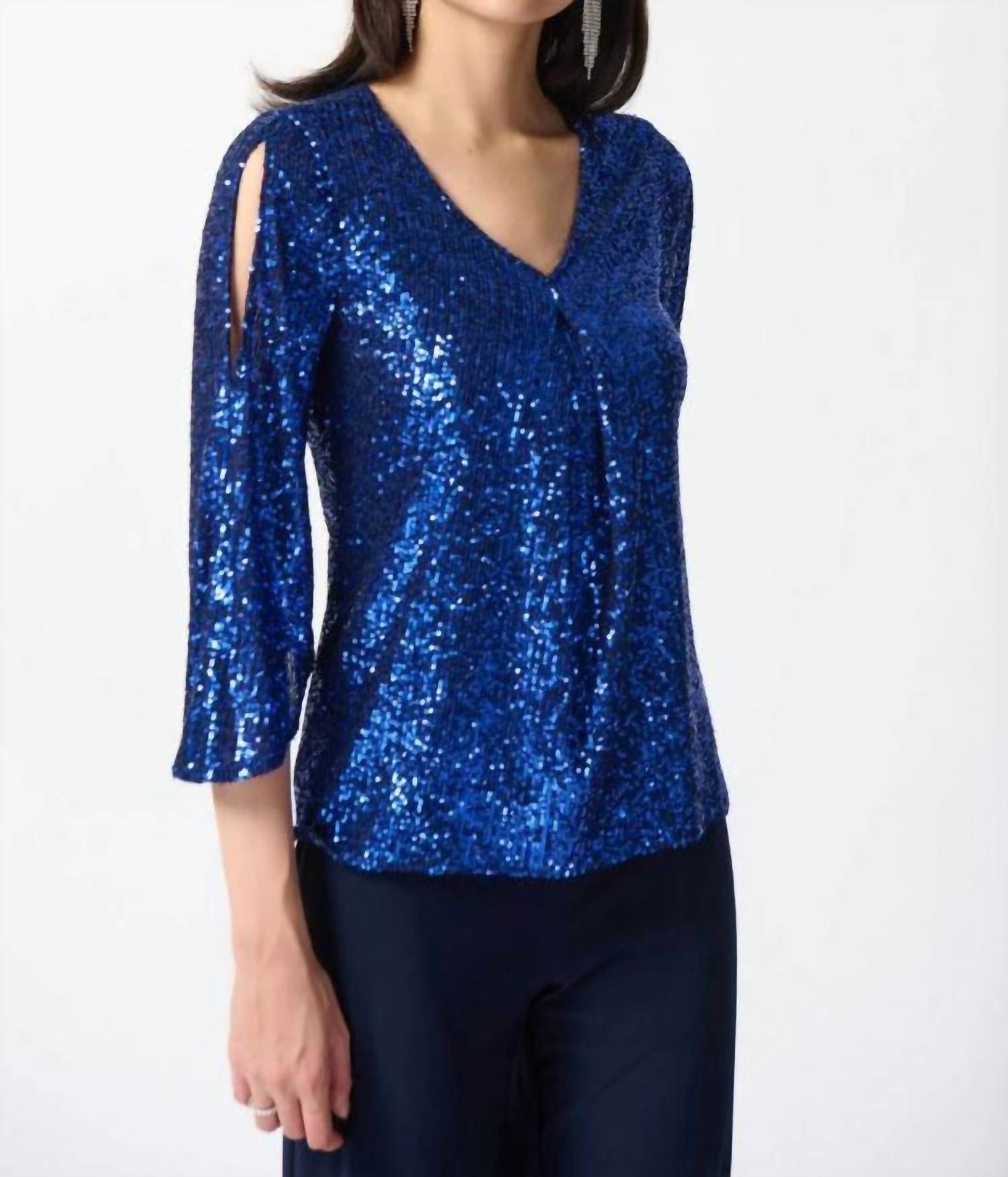 Joseph Ribkoff - Sequin Bell Sleeve Flared Top