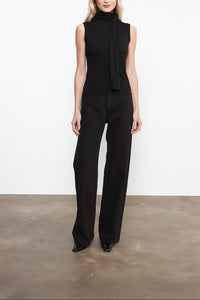 Enza Costa Cashmere Blend Sleeveless Scarf Top in black - women's shirt - detail view