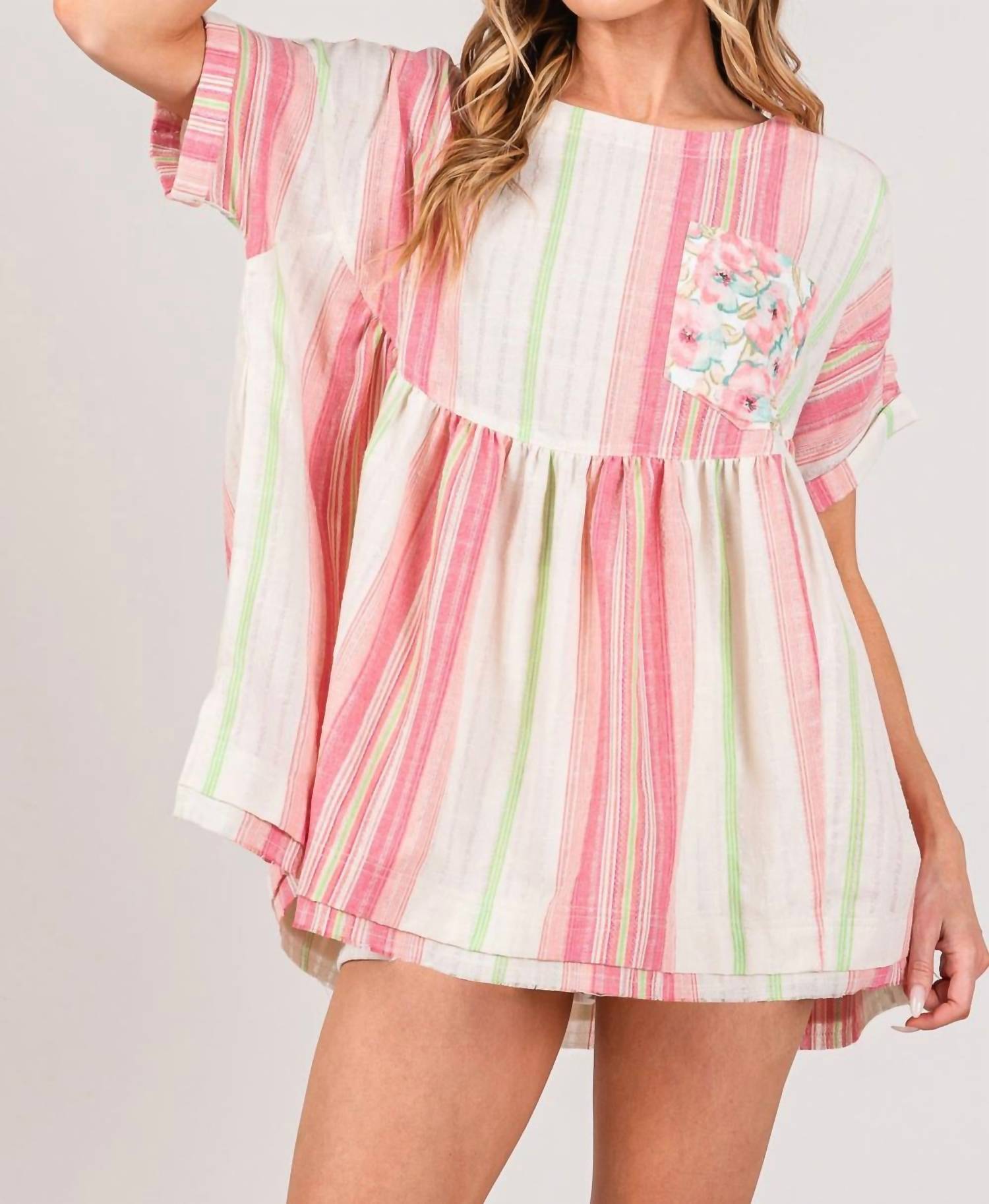 Sage+Fig - In My Mind Babydoll Short Sleeve Top