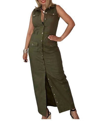 Lizette Collection - Sleeveless Cargo Maxi Dress
