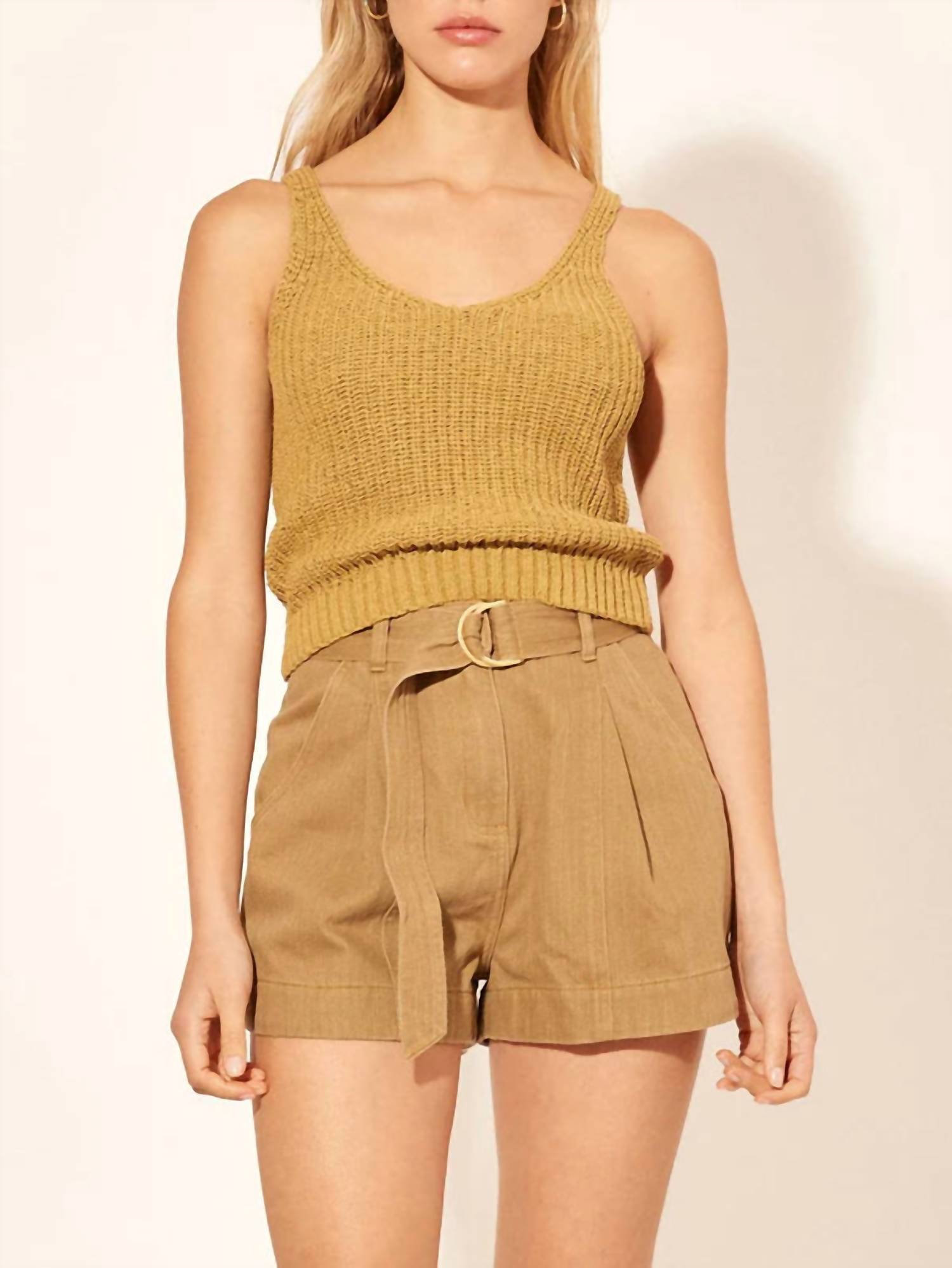 KIVARI Lana Knit Top in khaki - women's shirt - detail view
