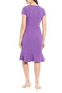 London Times - Ruffled Draped Skirt Sheath Dress