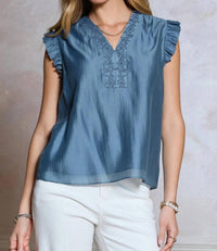 Current Air - Embroidered Sleeveless Blouse
