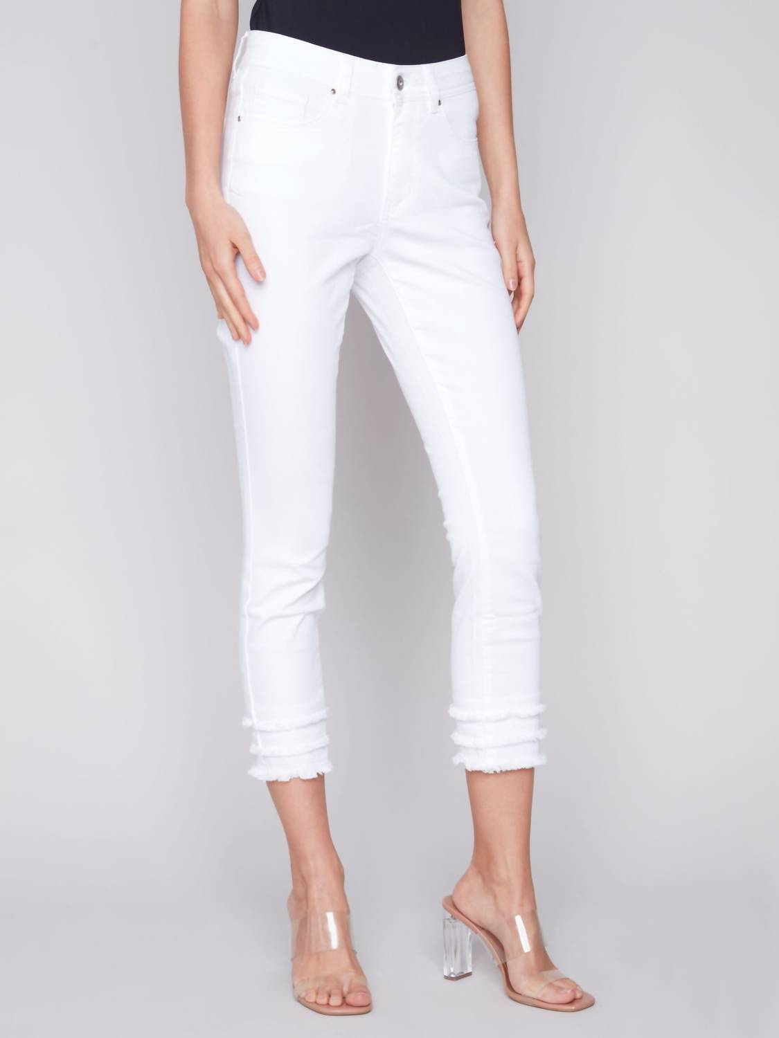 Charlie B - Regular Rise Slim Leg Frayed Hem Ankle Jean