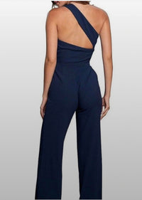 Dress The Population - One Shoulder Pockets Jumpsuit