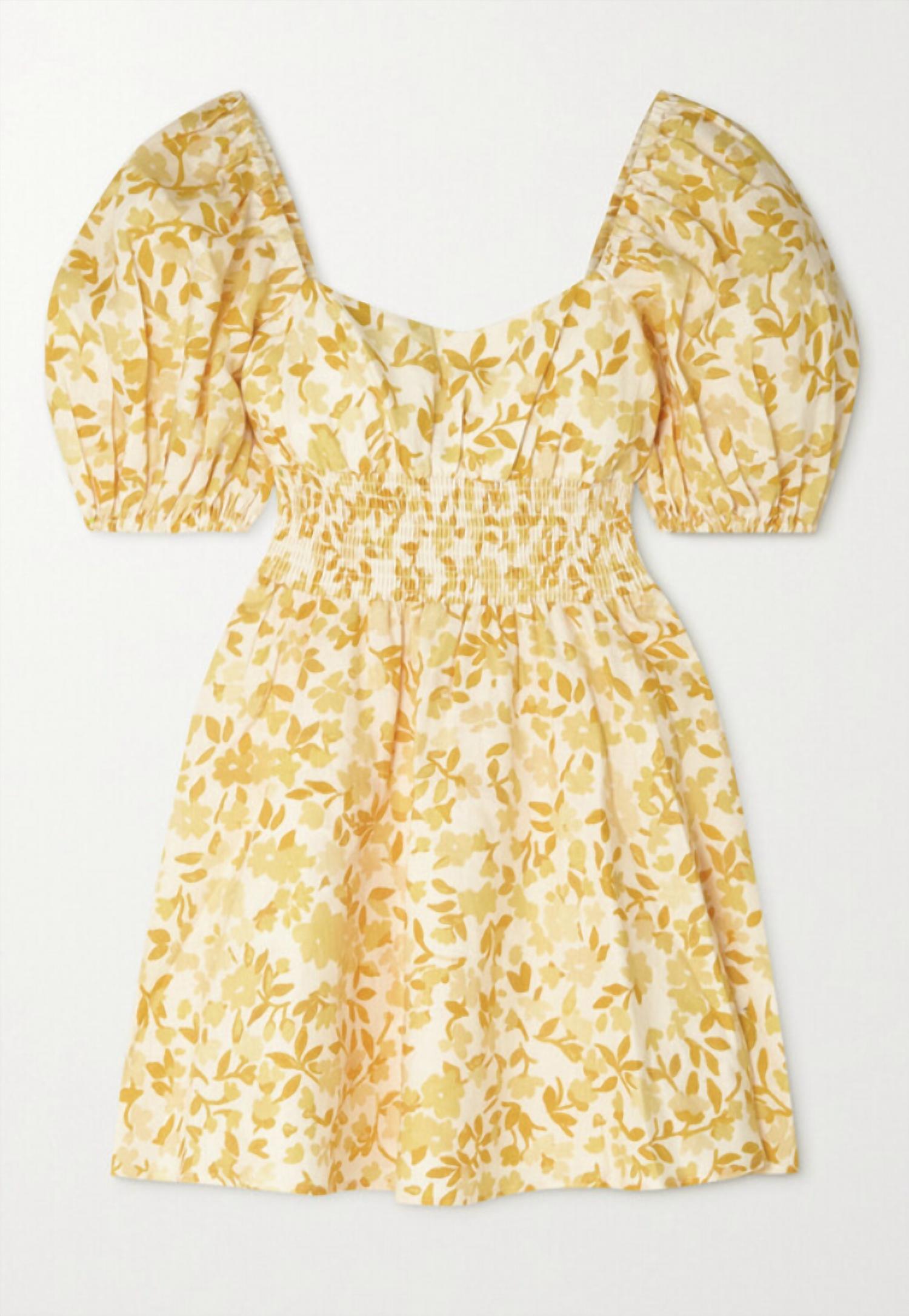 Peony - Daffodil Smocked Mini Dress
