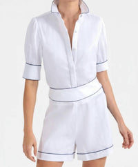 Gretchen Scott - Short Sleeve Piping Boyfriend Shirt