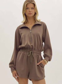 Entro - Long Sleeve Collared Romper