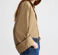 TWP Beau Cotton Poplin Shirt in kelp - women's shirt - detail view
