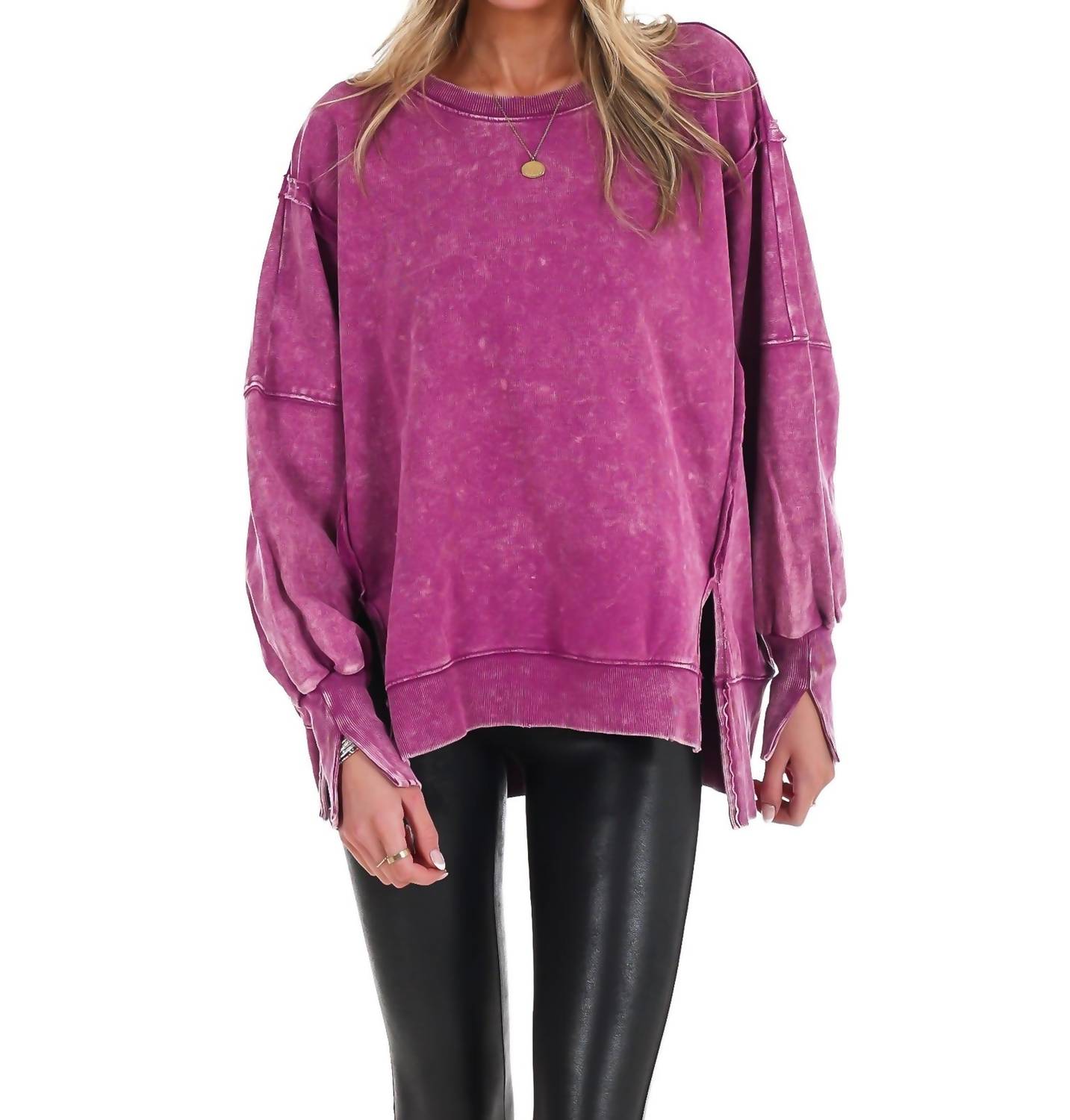 Zenana - Lovely Life Acid Wash Sweatshirt
