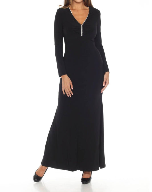 Joseph Ribkoff - Embellished V-neck Mermaid Evening Dress