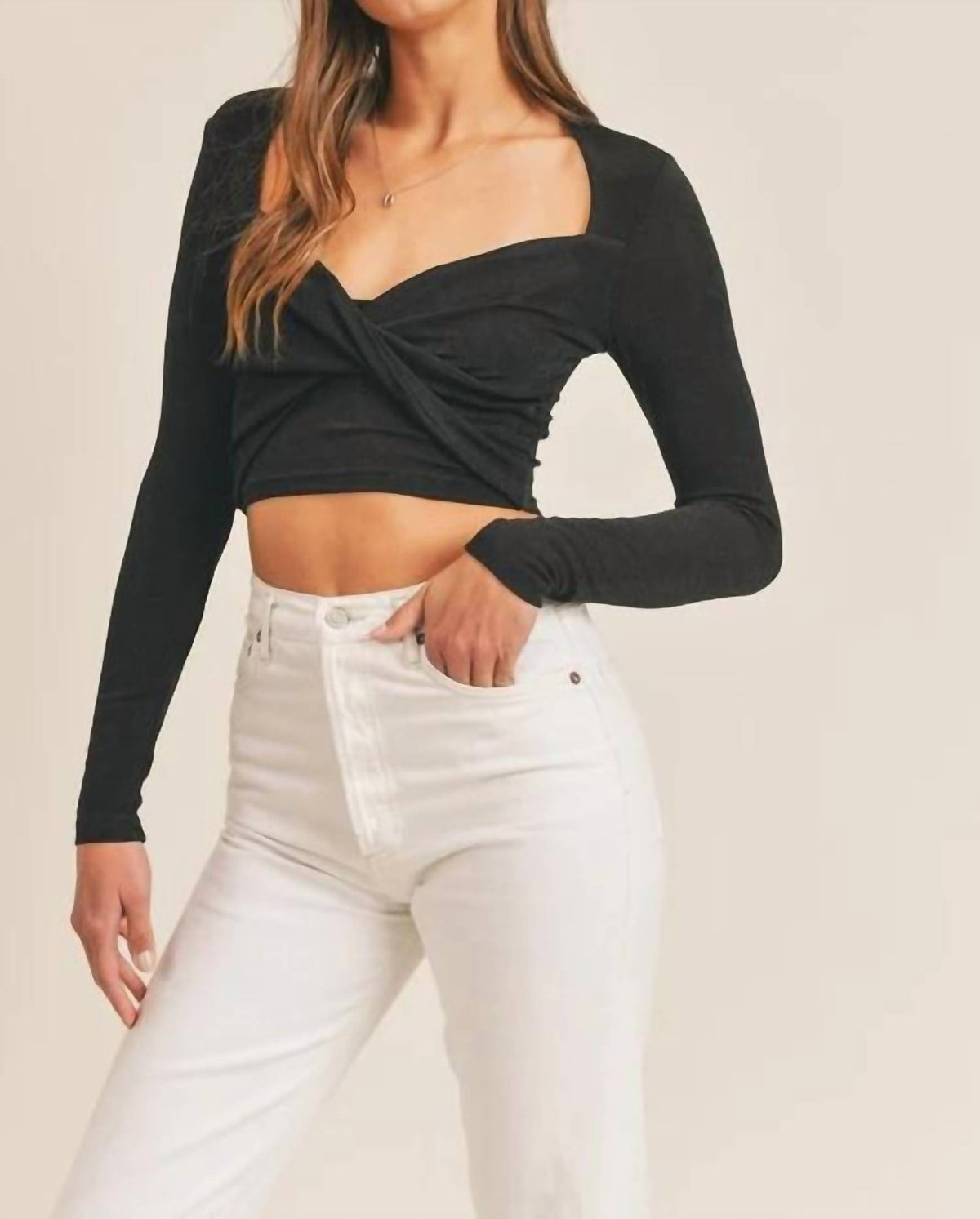 Mable - Slinky Front Twist Detail Crop Top