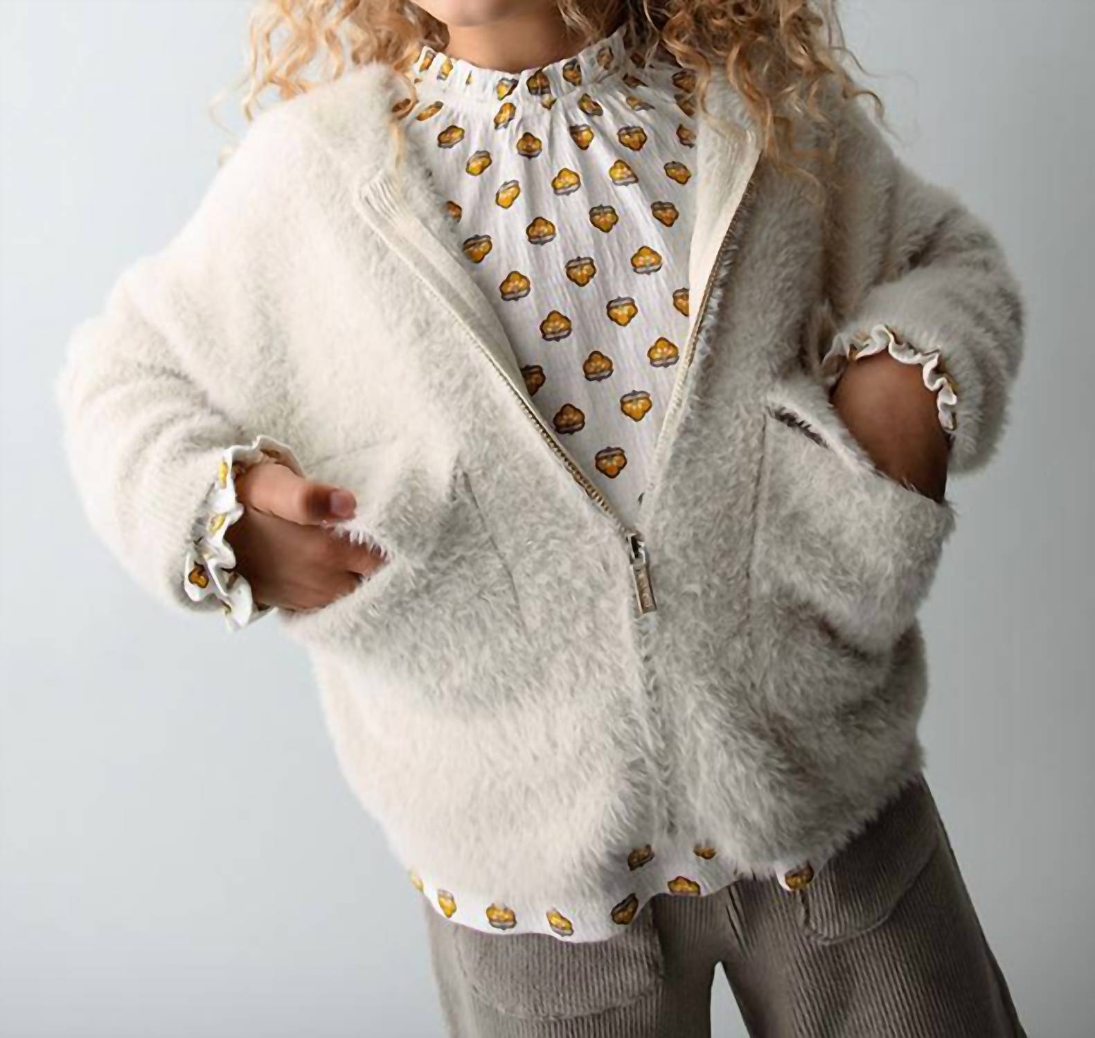 Mayoral - Furry Knit Zip Up Hoodie