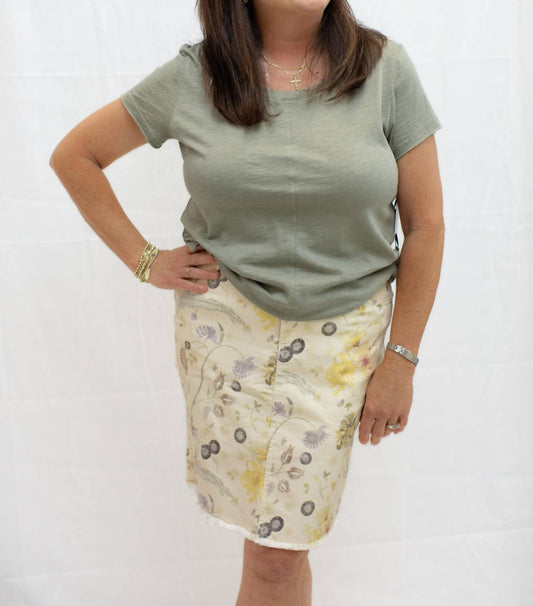 Charlie B - Women's Floral Print Denim Skirt