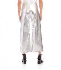 Karen Kane Faux Leather Cropped Pants in silver - women's pants - view 4
