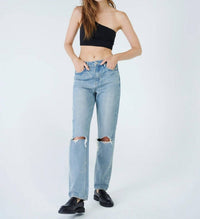WILLA Super High Rise Mom Fit Straight Leg Jean