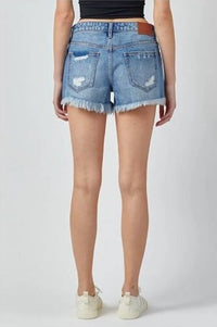 Hidden - Kenzie Mid Basic Frayed Jean Shorts