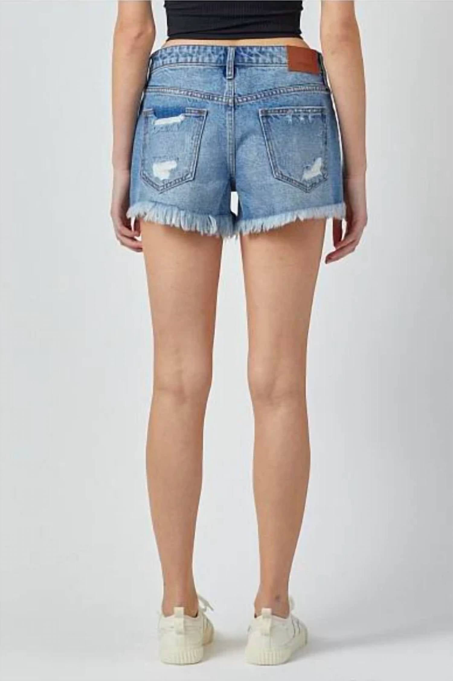 Hidden - Kenzie Mid Basic Frayed Jean Shorts
