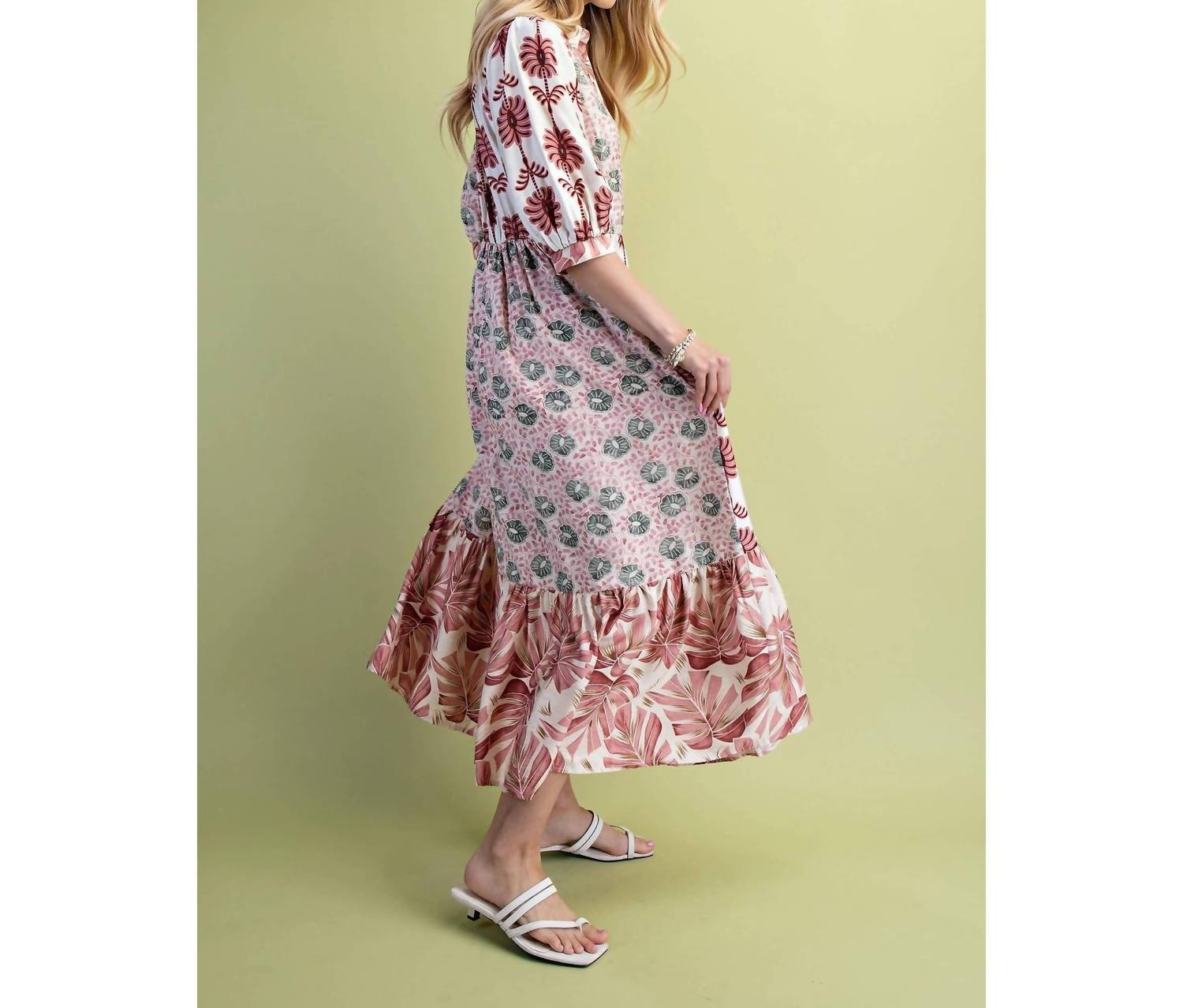 Style USA Susan Shirt Dress in pink mix - women's dress - view 4